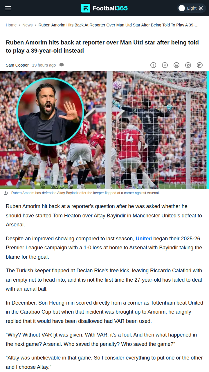 Bayindir’s Blunder Fuels Man United vs Arsenal Rivalry