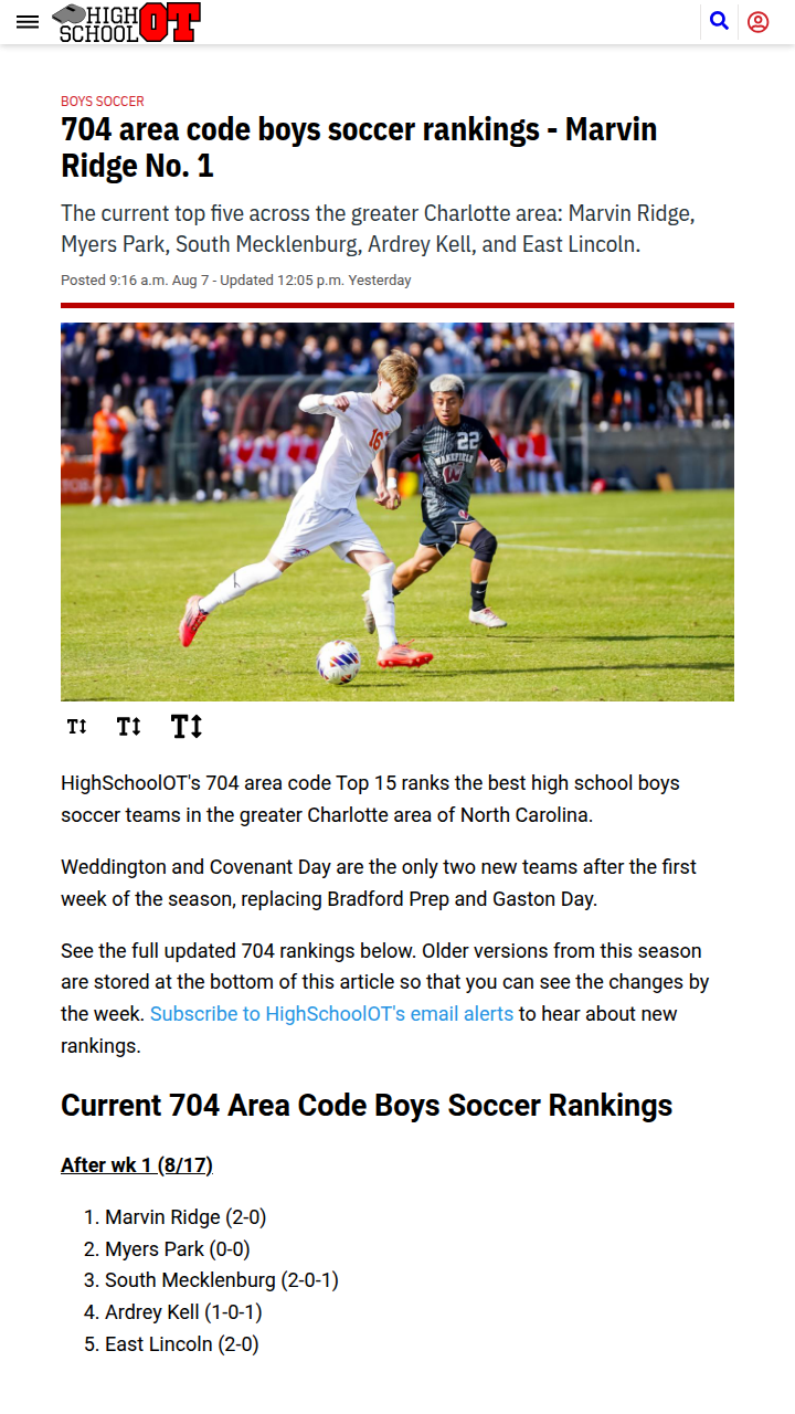 Charlotte boys soccer shake-up: Marvin Ridge leads
