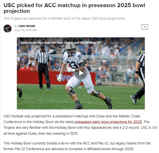 Trojan Showdown: USC vs Duke in 2025 Holiday Bowl?