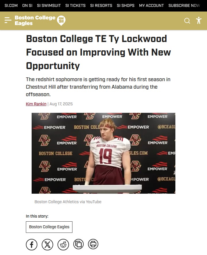 Ty Lockwood’s fresh start at Boston College