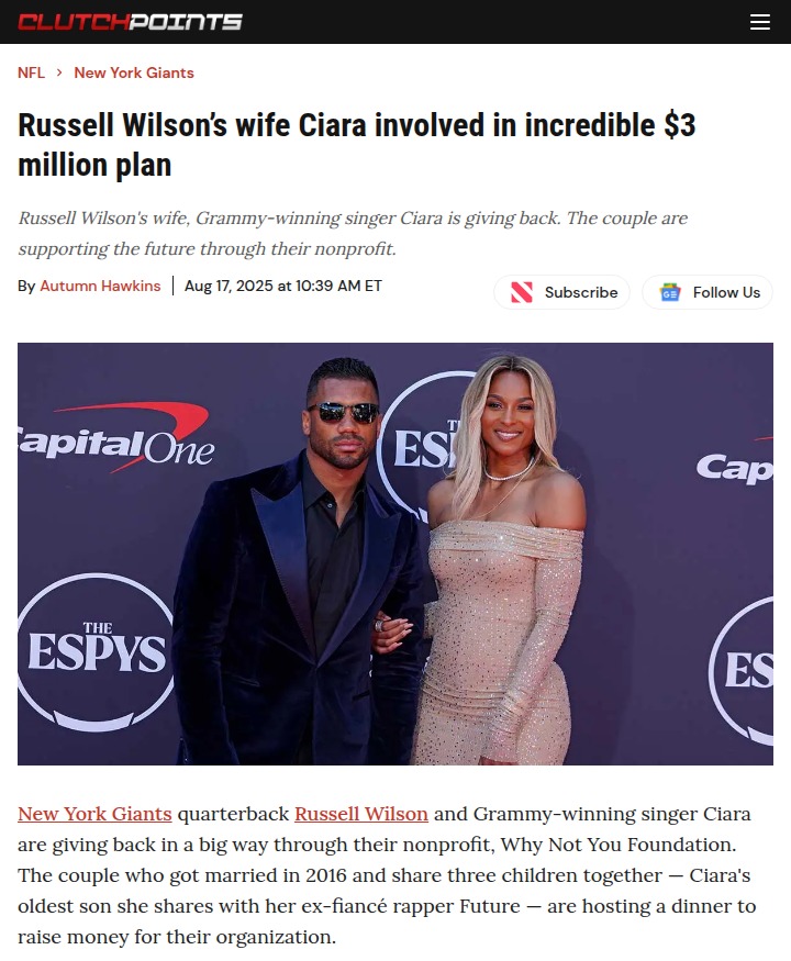 Russell Wilson and Ciara’s $3M Tri-State impact