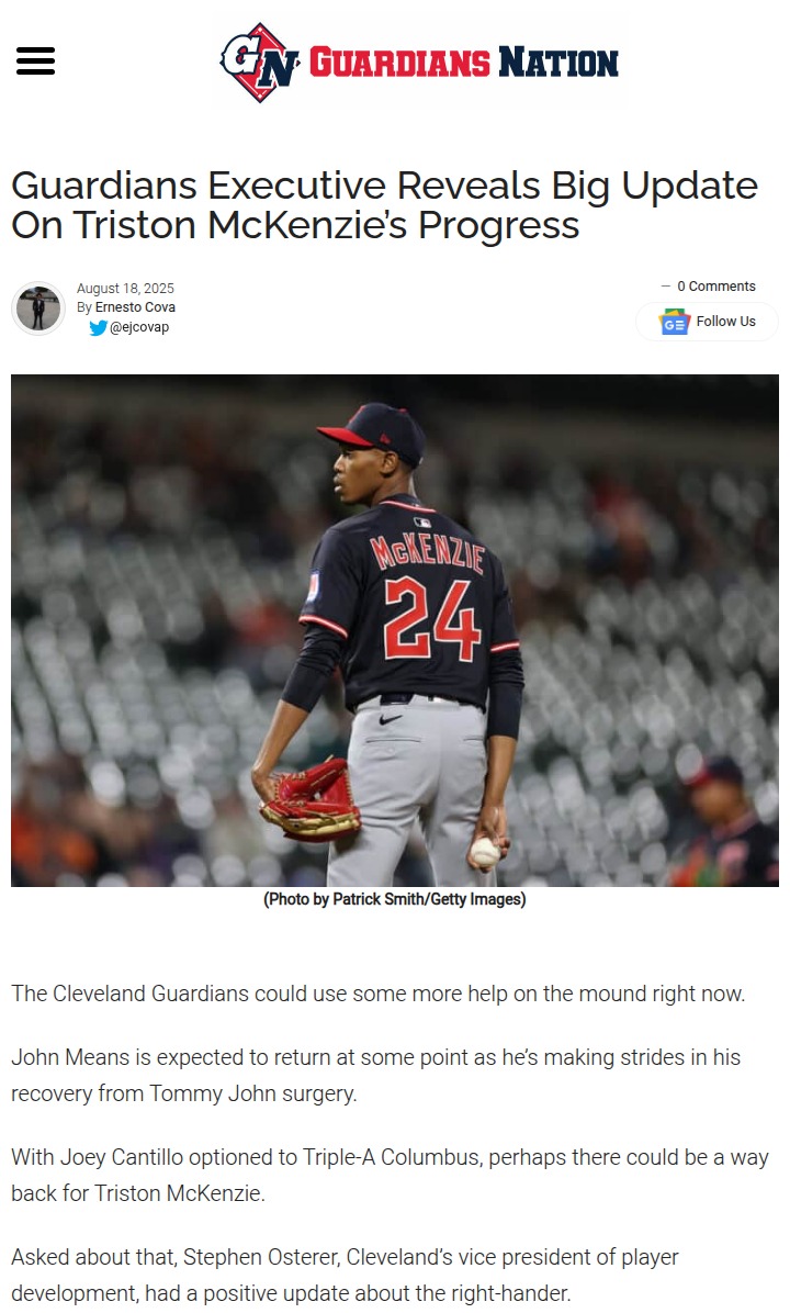 Triston McKenzie’s comeback could shake up Guardians’ bullpen