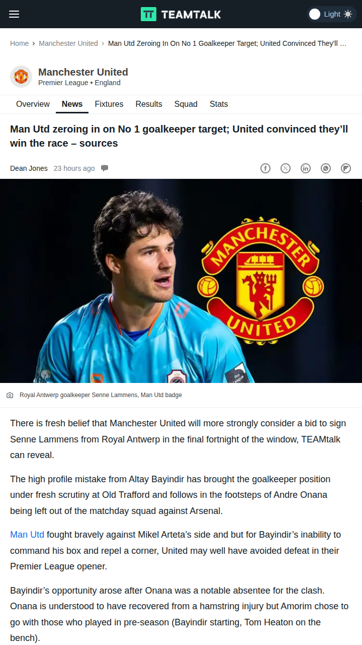 Red Devils Eye Lammens After Gunners Setback