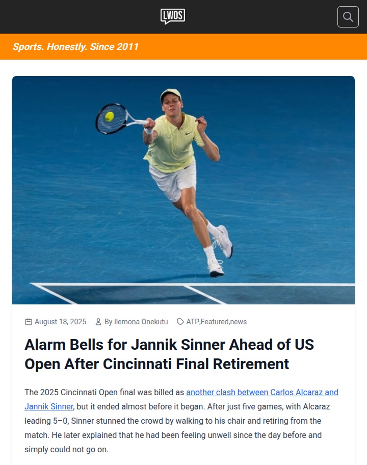 Sinner’s US Open Defense in Doubt After Cincy Exit