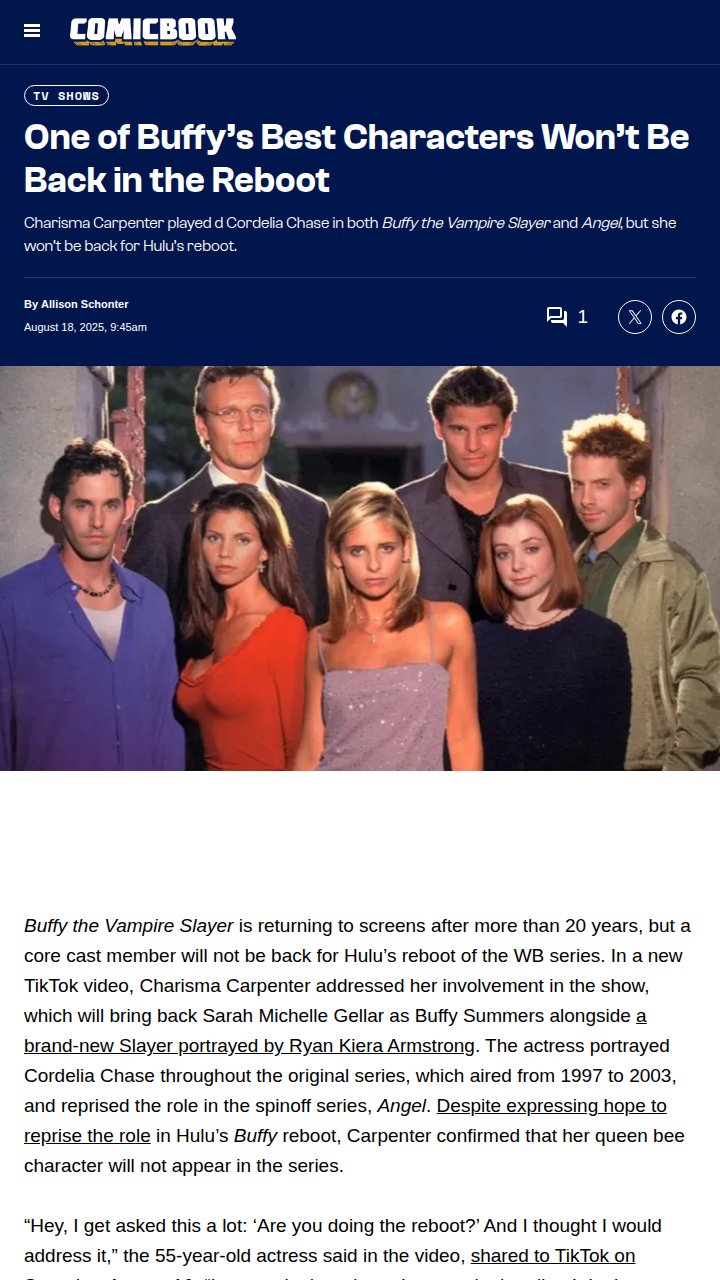Cordelia Chase Missing from Buffy Reboot? 😱