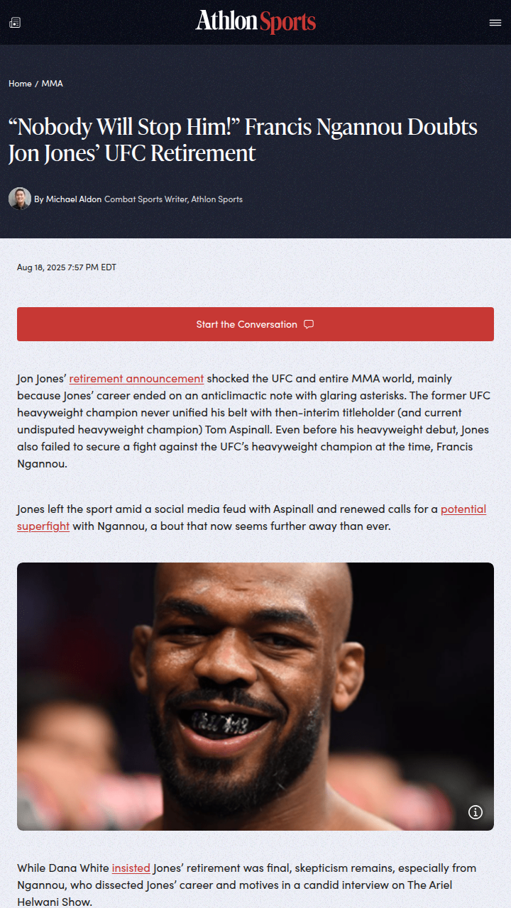 Bones的退役是真是假？铁拳哥发声