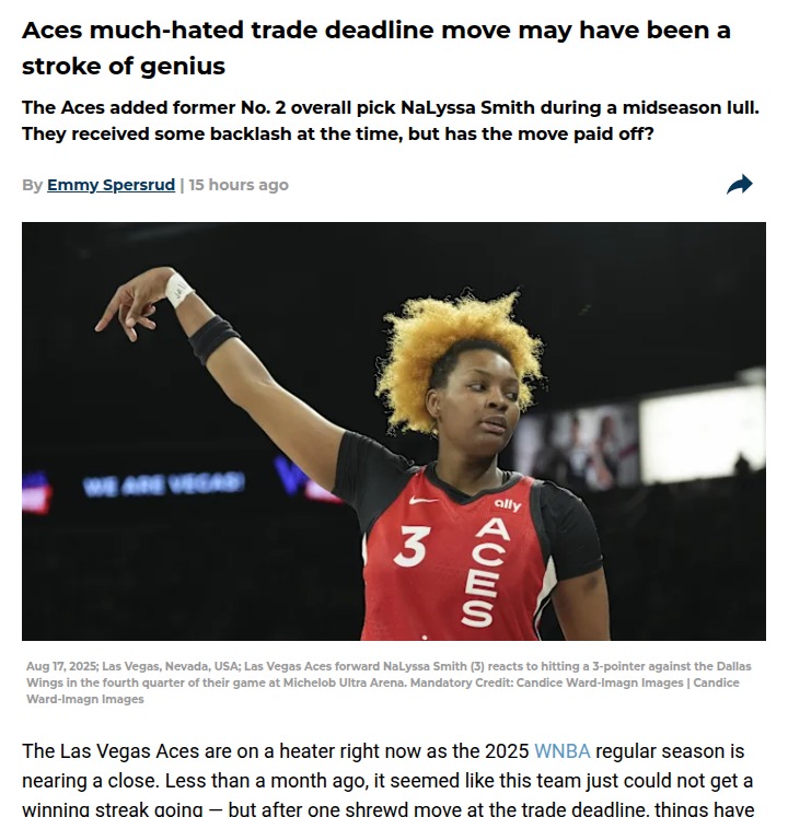 Aces’ bold trade sparks a winning streak