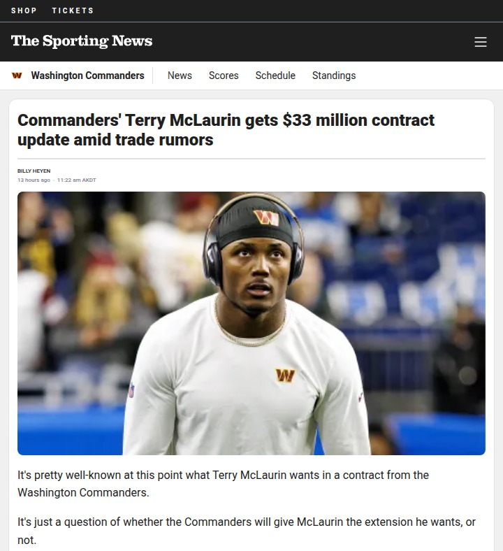 Scary Terry’s $33M Standoff: Will Commanders Blink?