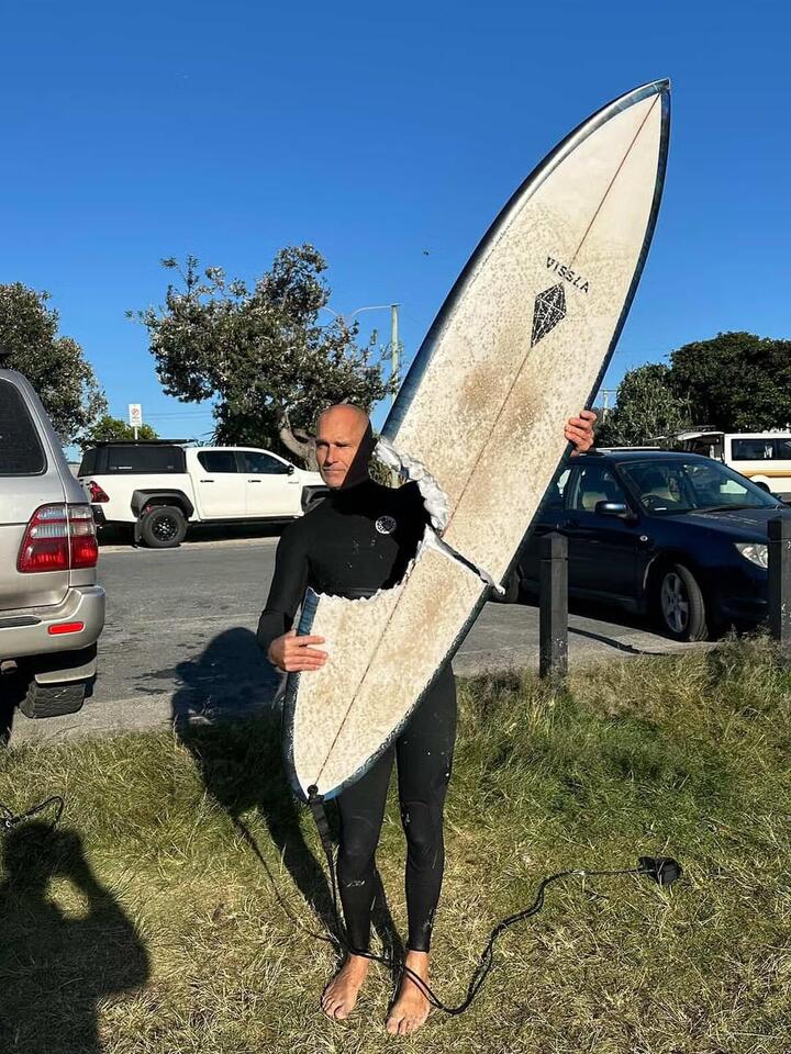 Shark vs. Surfer: Board Snapped in Half!
