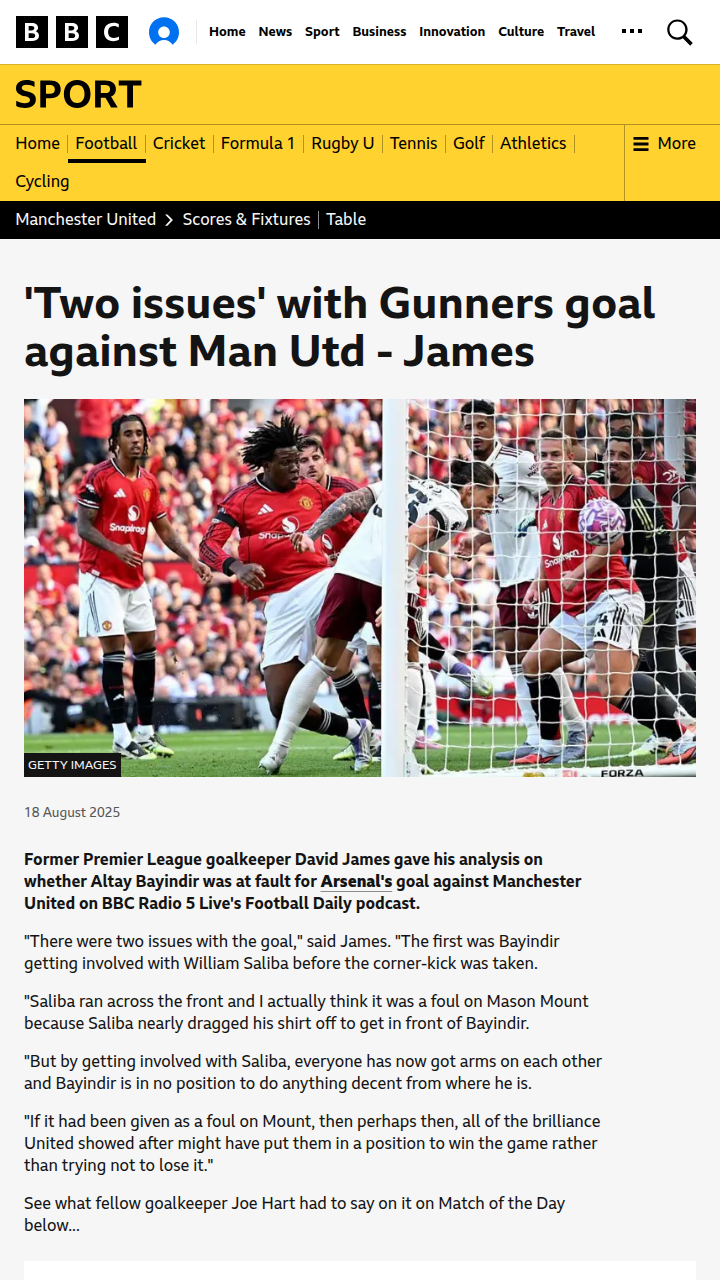Man United vs Arsenal: Was Bayindir Robbed?