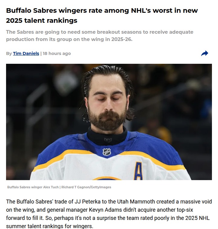 Sabres wingers face tough season ahead