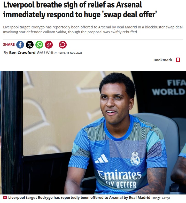 Reds Eye Rodrygo After Gunners Block Swap