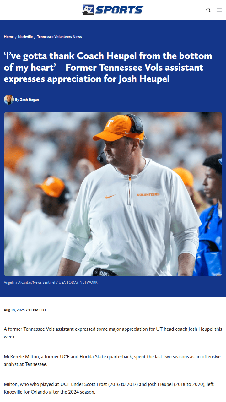 How Coach Heupel shaped a Vols assistant's journey