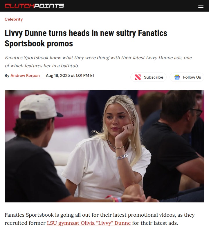 Livvy Dunne’s Fanatics Ad Sparks Buzz