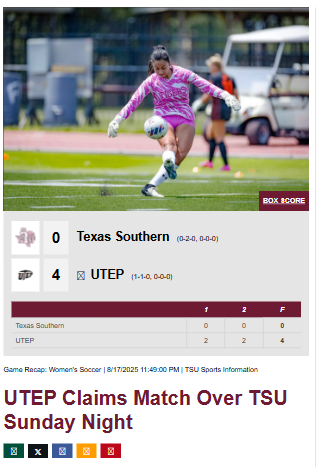 UTEP dominates TSU in stormy soccer showdown