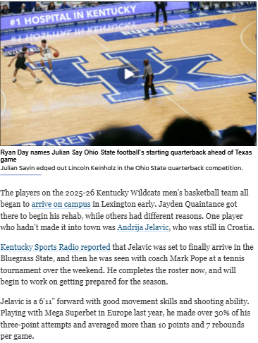 Jelavic finally joins Kentucky Wildcats roster