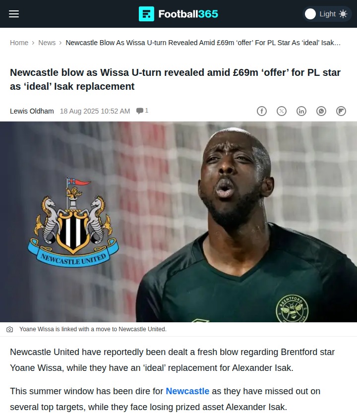 Newcastle’s striker search heats up amid Isak exit talk
