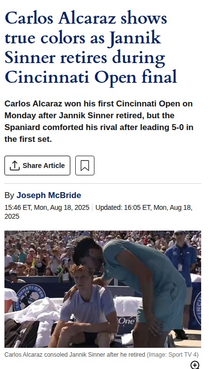 Alcaraz shows heart at Cincinnati Open final