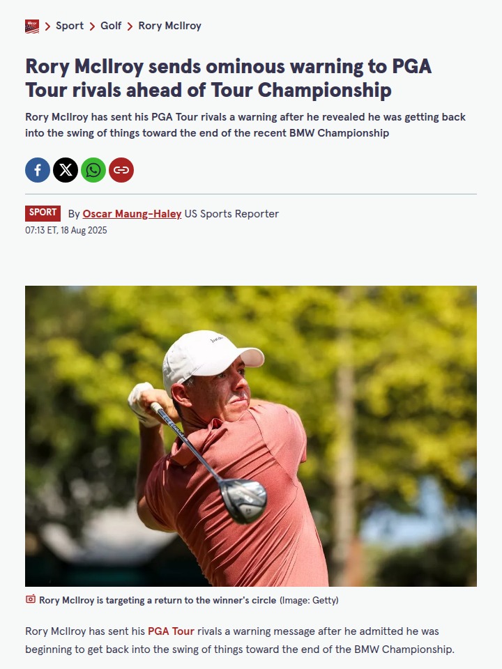 Rory McIlroy Finds His Groove Before Tour Championship