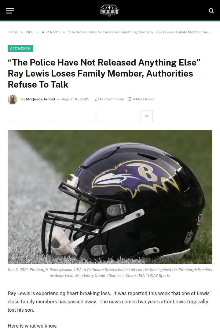 Ray Lewis Suffers Another Family Tragedy