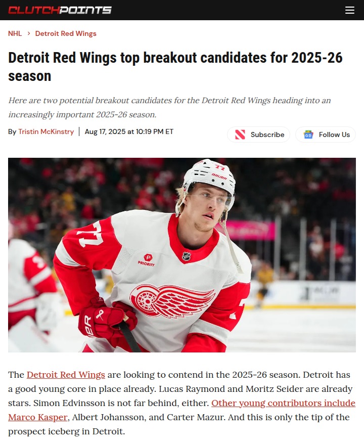 Young Red Wings poised for breakout season