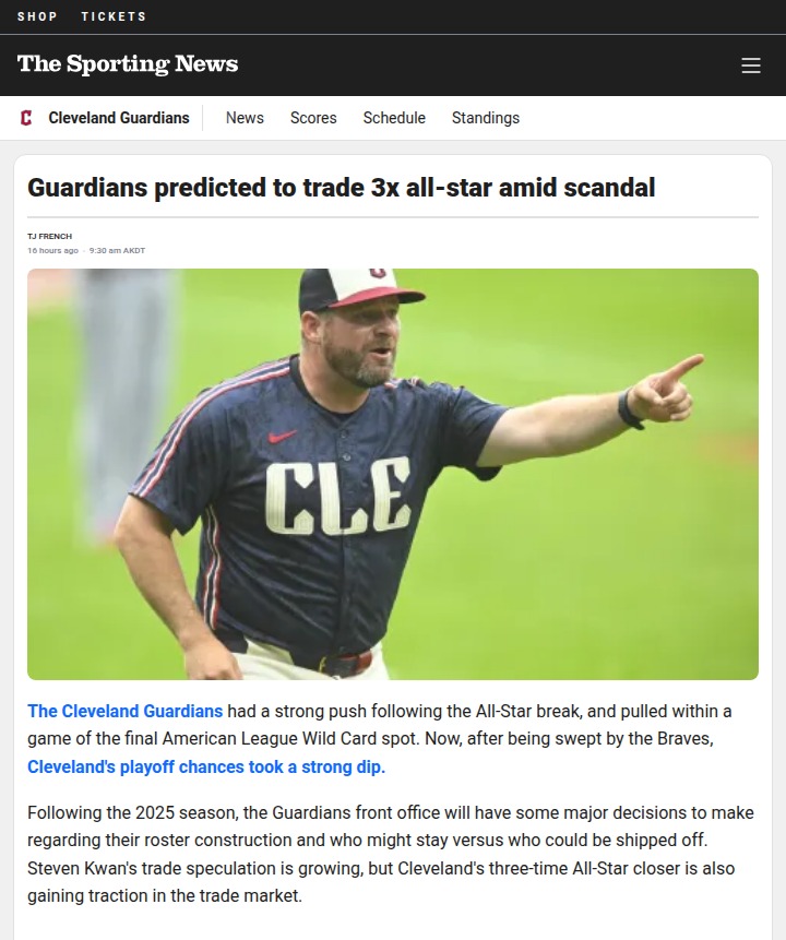 Guardians’ big trade decision: Clase on the block?