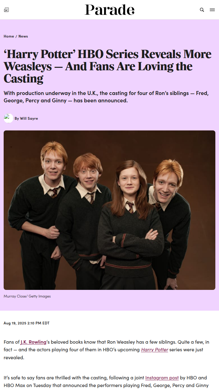 Weasley Siblings Cast Reveal! 🧡
