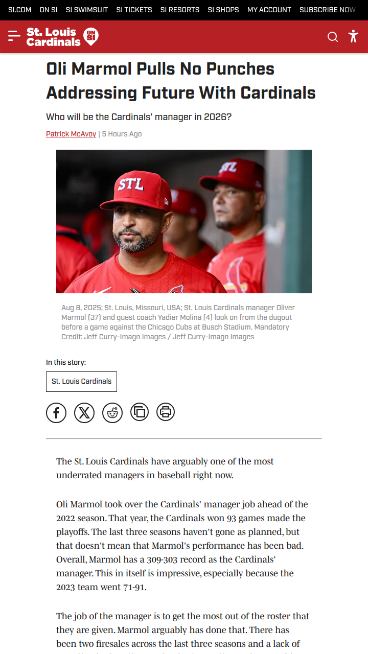 Oli Marmol’s bold stance on Cardinals future