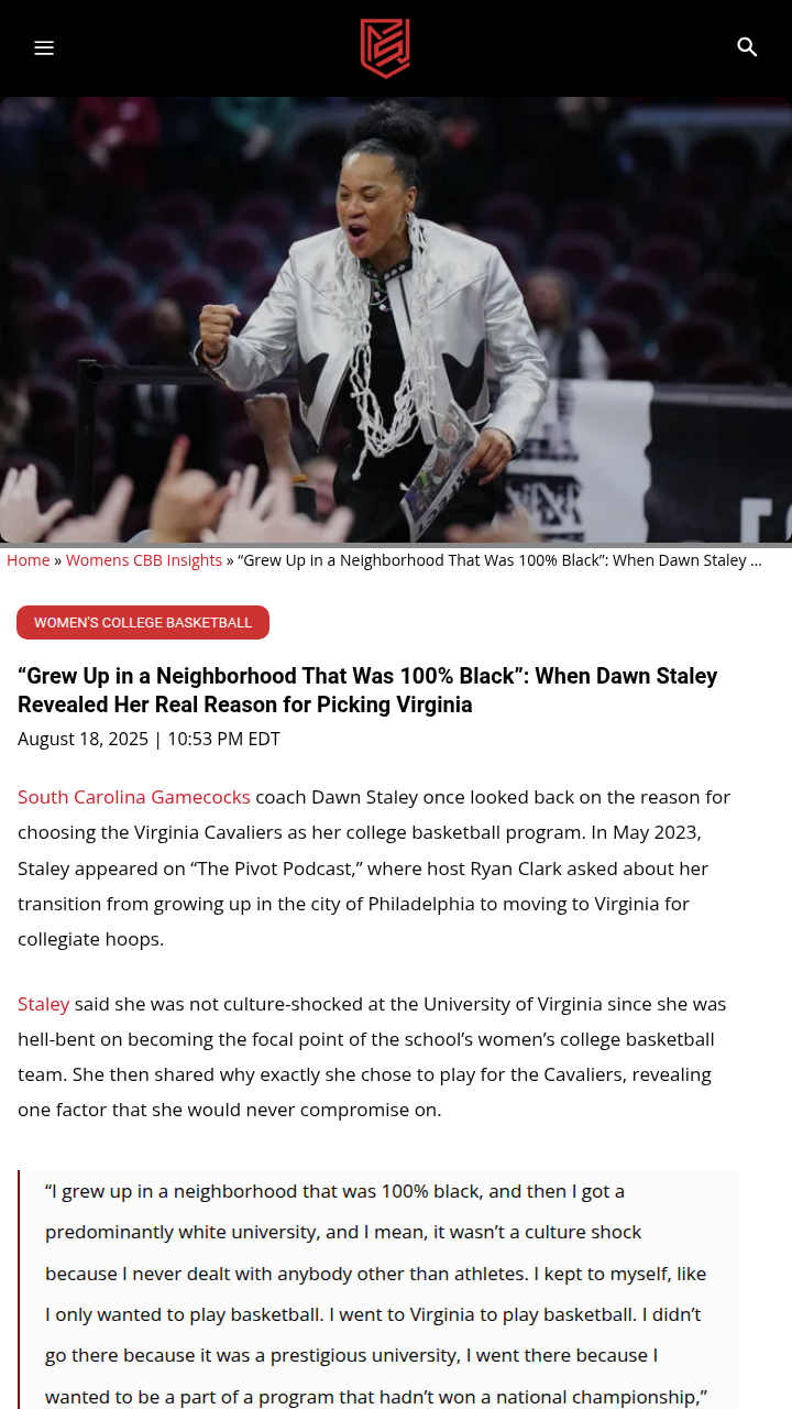 Dawn Staley’s college choice: It was all about the dorms