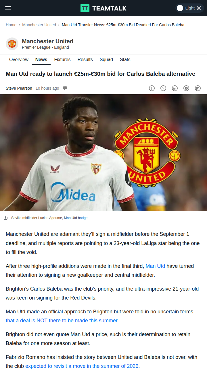 Red Devils Eye Sevilla Star Amid Midfield Saga