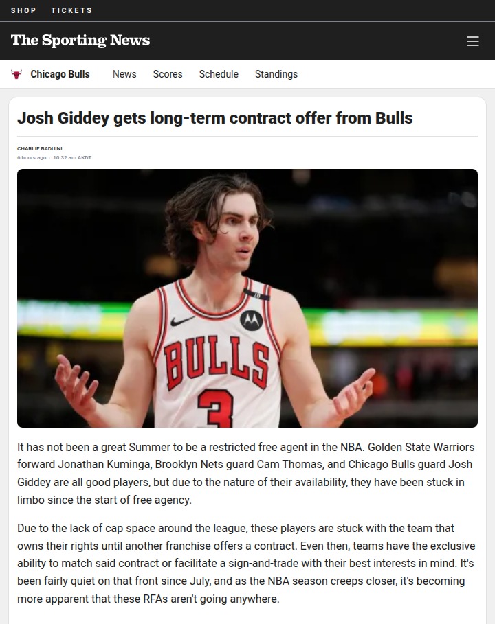 Should Giddey Take Bulls’ $20M Offer?