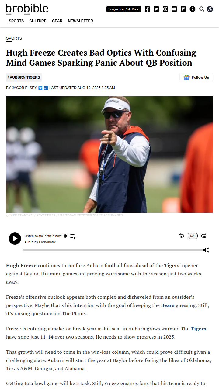 Auburn’s QB drama: Freeze’s risky play