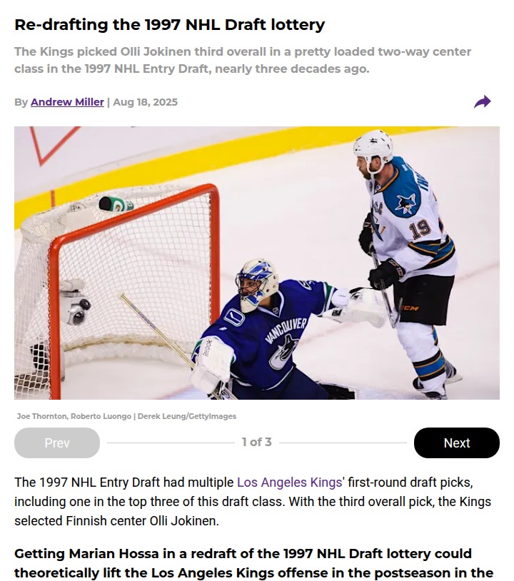 What If Hossa Joined the Kings in '97?