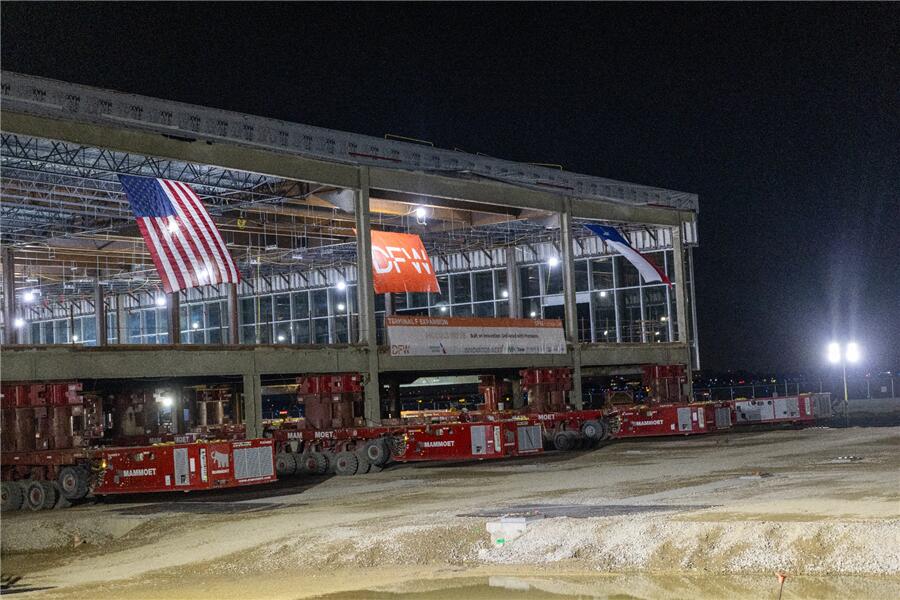 DFW airport’s new terminal takes shape overnight