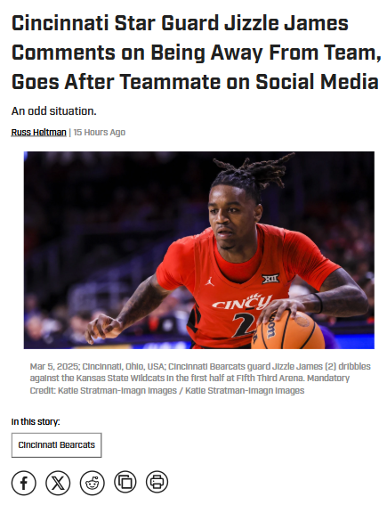 Cincinnati Bearcats rocked by Jizzle James’ social media drama