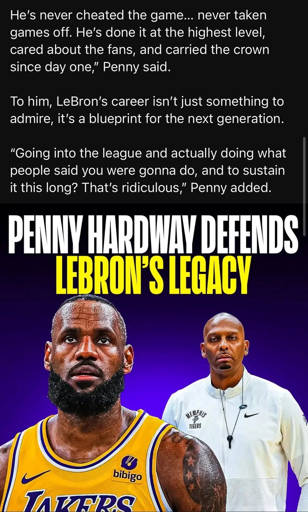 Penny Hardaway on LeBron James’ Legacy