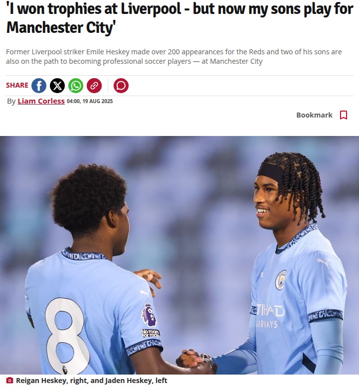 Liverpool Legend’s Sons in City’s Rivalry Mix