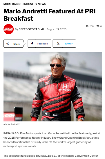 Mario Andretti Kicks Off PRI Show 2025!