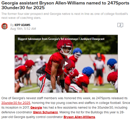 Rising star Bryson Allen-Williams makes Georgia proud