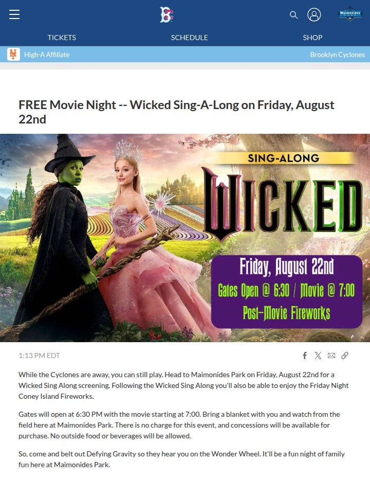 Wicked Sing-Along lights up Coney Island