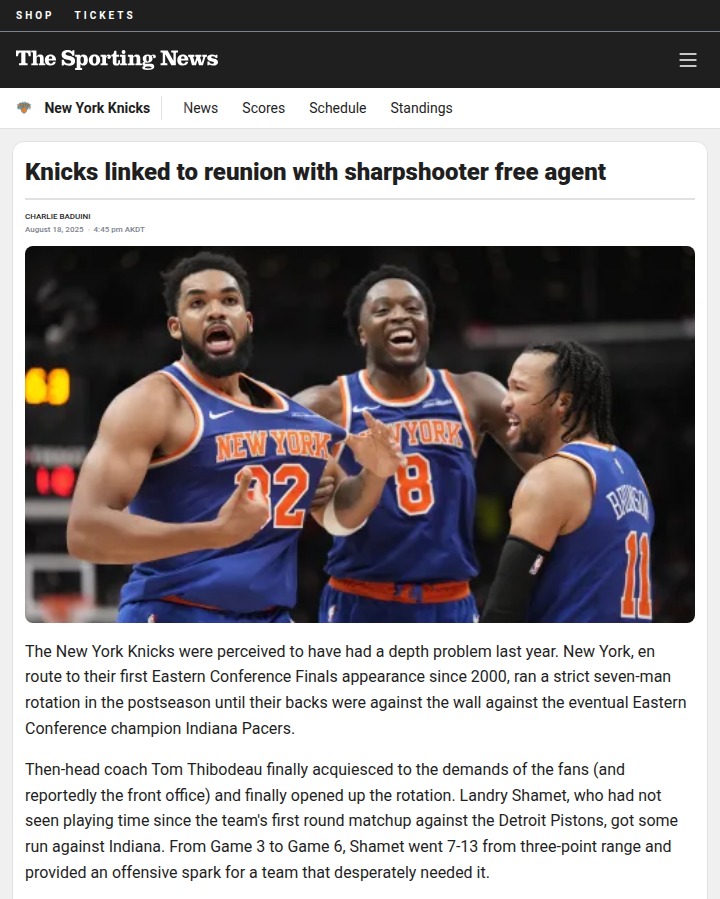 Knicks eyeing Landry Shamet for bench boost
