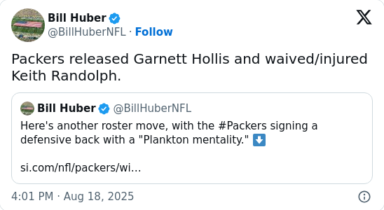 Packers cut ex-Bears rookie Keith Randolph