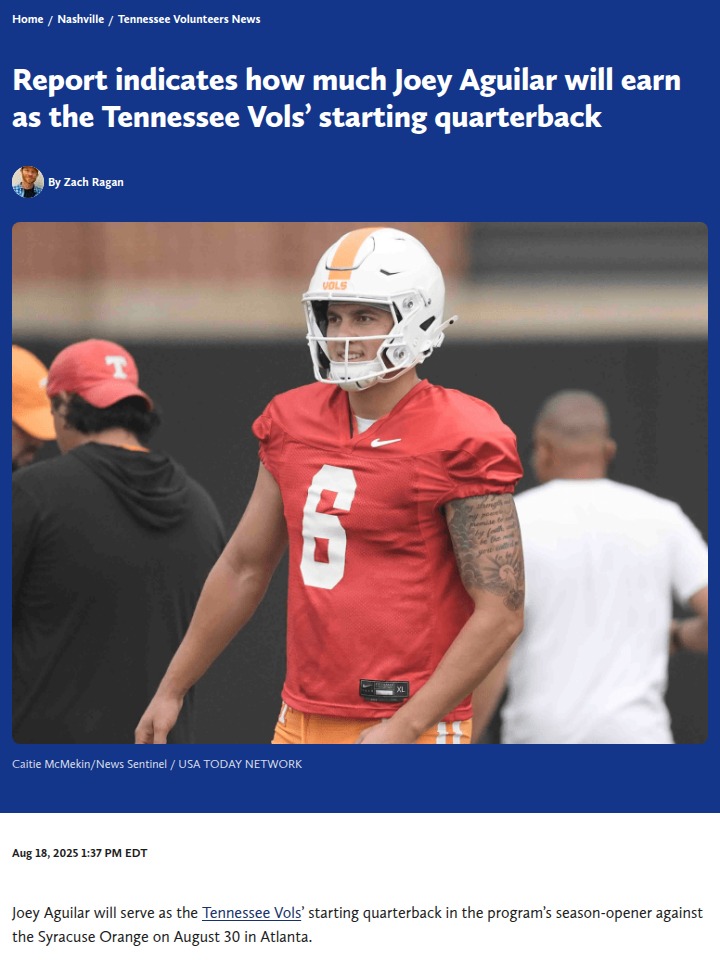 Vols’ QB Battle: Joey Aguilar Secures the Bag