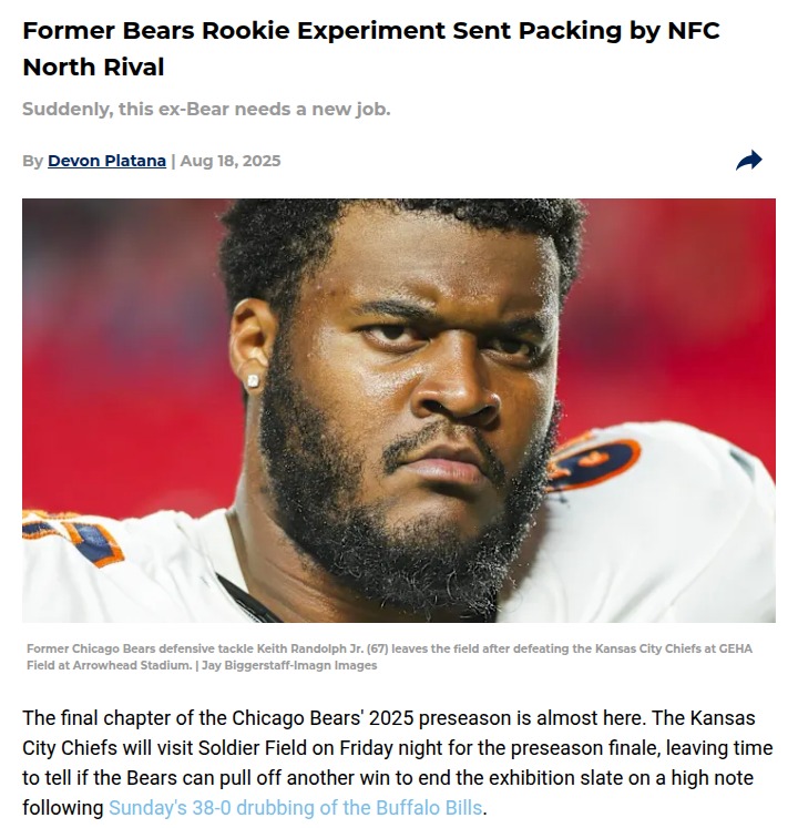 Packers cut ex-Bears rookie Keith Randolph