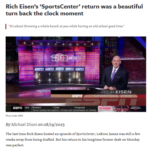 Rich Eisen’s SportsCenter comeback twist! 🏆