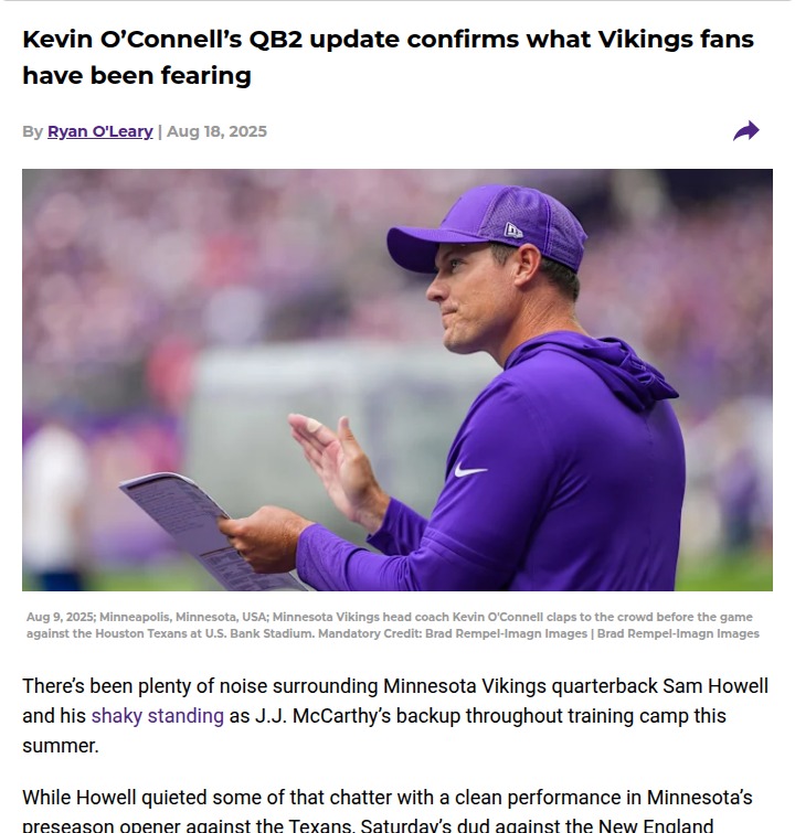 Vikings’ backup QB drama heats up