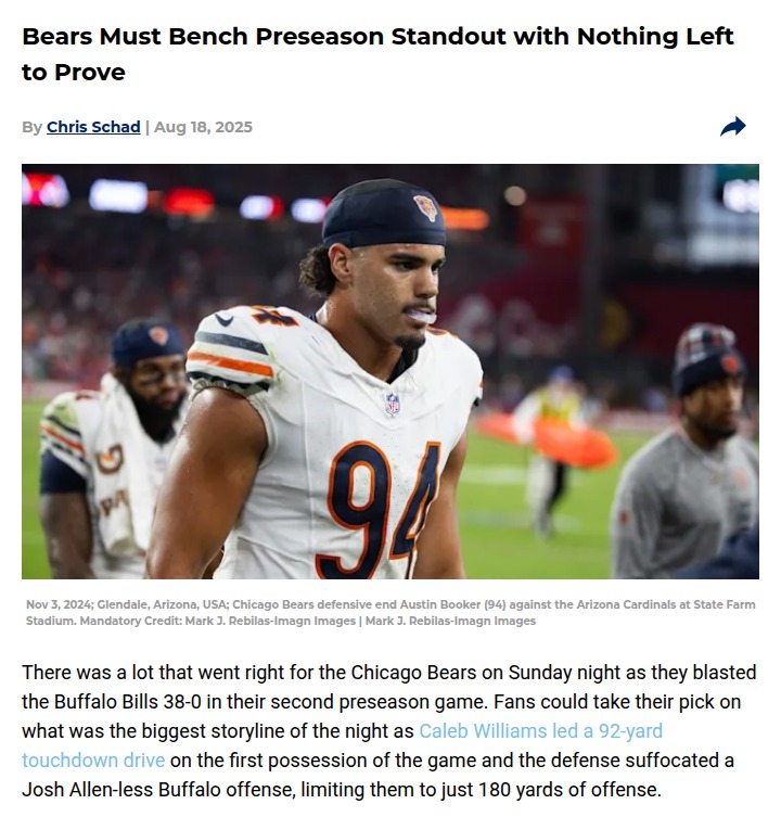 Booker’s breakout puts Bears’ defense on notice