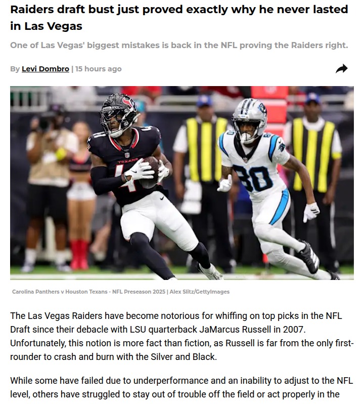 Arnette’s Raiders Flop: Déjà Vu in Houston?
