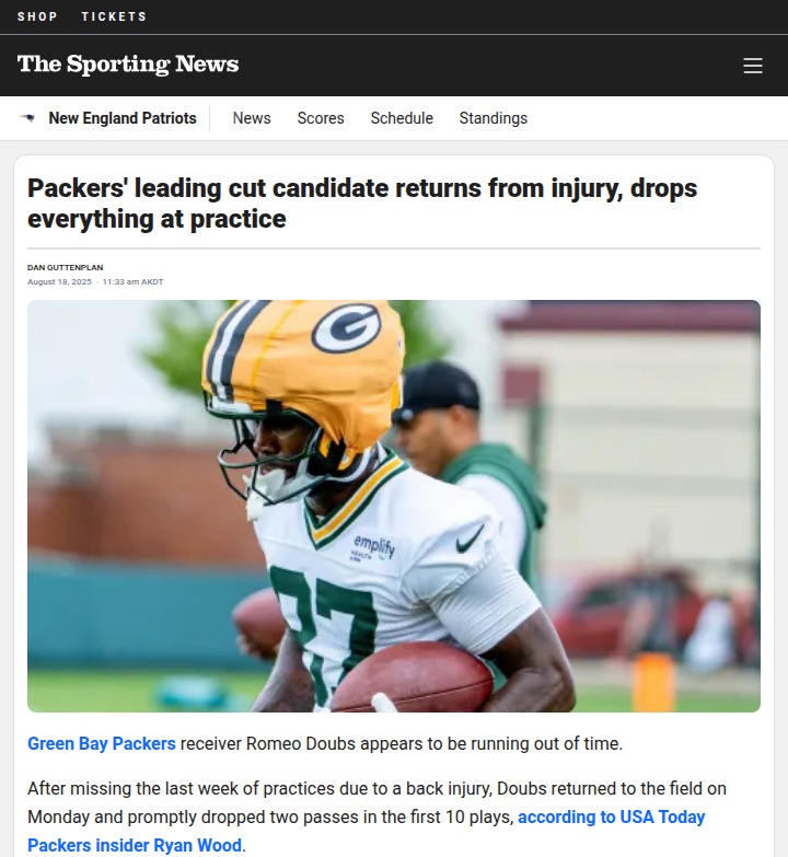 Packers fans: Romeo Doubs’ future in doubt
