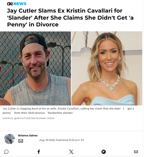 Jay Cutler Calls Out Kristin Cavallari's Divorce Claims